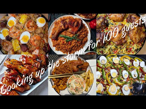 Cooking up the storm for 100 guests,Christmas menu idea ,,Nigerian party food #vlogmas