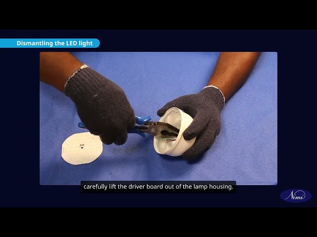 Dismantle the LED light,demonstrate the connections of LEDs stacks