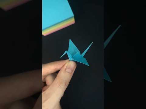 How to make a sticky note origami crane #origami #origamitutorial #paperfolding