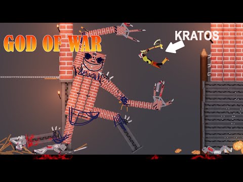 Kratos ( God of War Mod ) vs Brick Golem vs Mythical Monster - People Playground 1.22.3