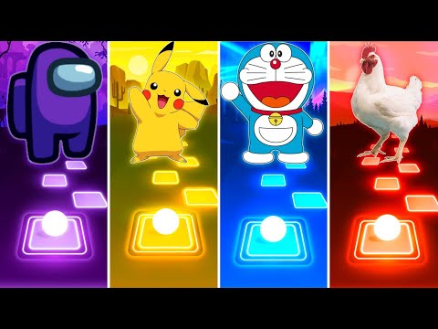 Among Us vs Pikachu vs Doraemon vs Chicken - Tiles Hop EDM Rush