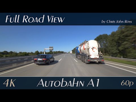 Autobahn (A1), Germany: RS Grundbergsee - Bremer Kreuz - Bremen - Dreieck Stuhr - 4K (2160p/60p) UHD