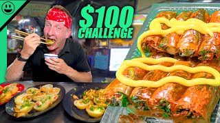 $100 Vietnamese Night Market Challenge!! Super CHEAP Street Food in Saigon!!