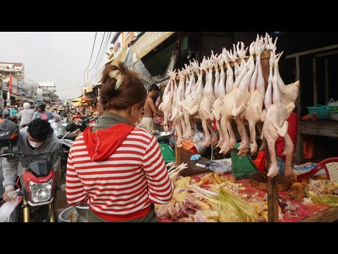Morning Activities of Khmer People in Market Before Chinese New Year @Prek Phnov Market 2022