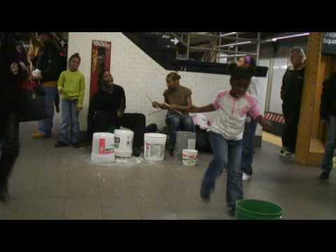 Bucket Drummers on a NYC Subway Platform