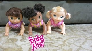 Baby Alive Go Bye-Bye Dolls have a crawling race!  + Help name 2!