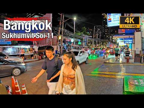 [4K] Bangkok Sukhumvit Soi 11 🇹🇭 Walking in Bangkok (ASMR City Sounds) Walking Tour