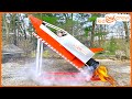 Flying ride on kids rocket ship to launch satellite in space for eclipse. Educational | Kid Crew