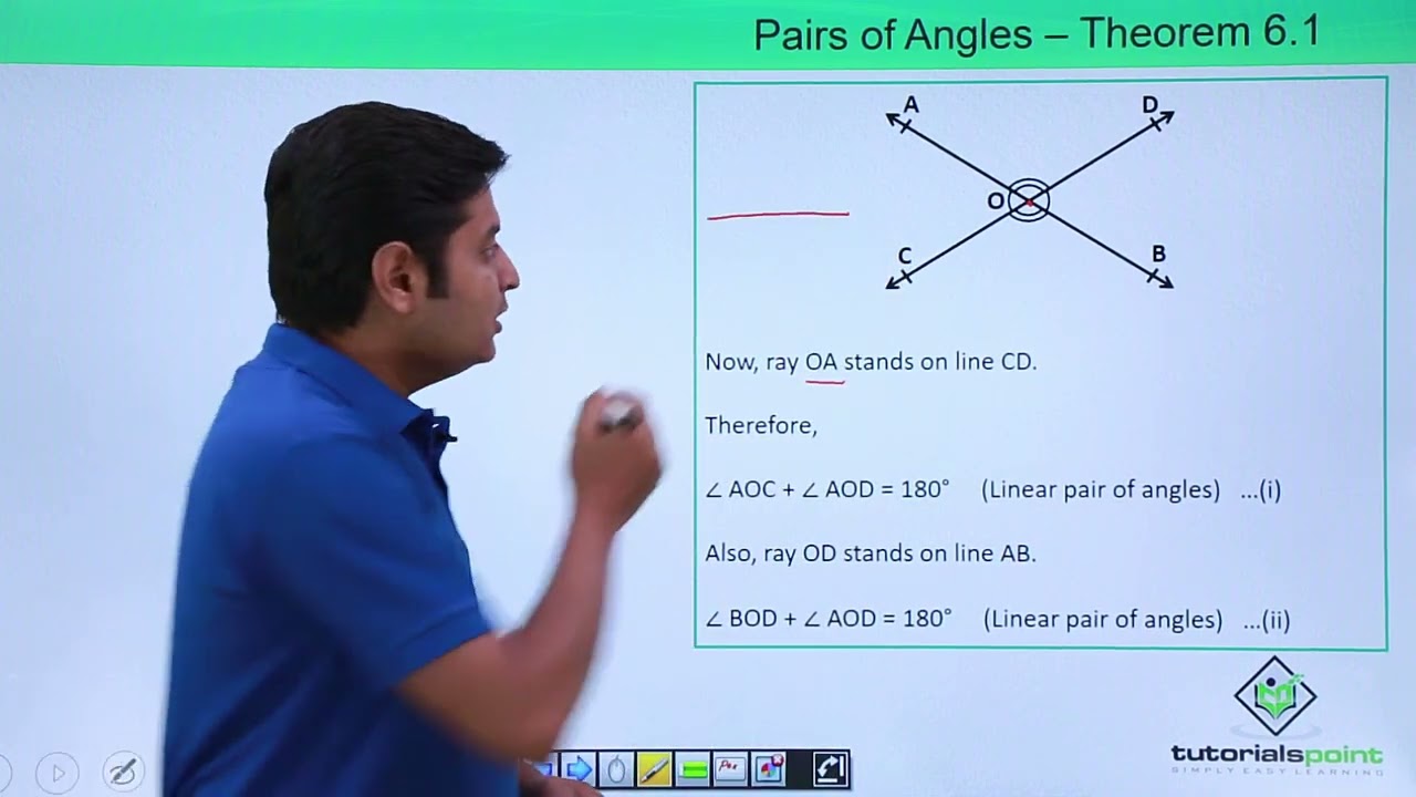 Class 9th -  Lines and Angles - Pairs of Angles Theorem 6.1