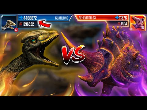 GUANLONG LEVEL 999 vs BEHEMOTH 93 | Jurassic World: The Game