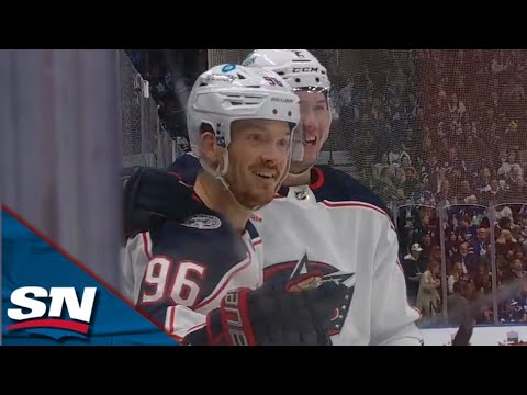Blue Jackets' Jack Roslovic Catches Joseph Woll Slipping To Finish Off Gorgeous Tic-Tac-Toe Play