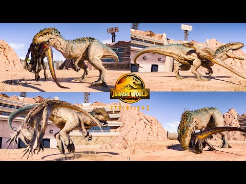 INDOMINUS REX vs 2x INDORAPTOR (DINOSAUR BATTLE) - Jurassic World Evolution 2