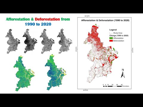 Deforestation & Afforestation Map from 1990 to 2020 Using ArcGIS