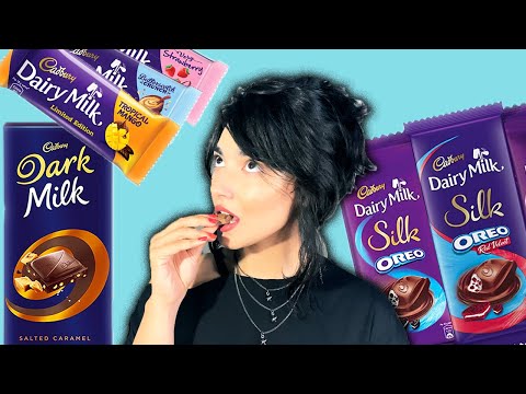 TASTING CADBURY DAIRY MILK FLAVOURS! Dark milk salted caramel, RED VELVET OREO & limited editions