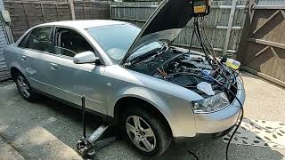 Audi A4 leak testing aircon with Loktrace gas