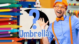 How To Draw An Umbrella | Draw with Blippi! | Kids Art Videos | Drawing Tutorial