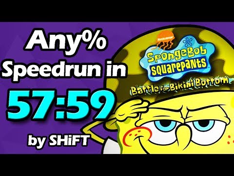 (World Record) SpongeBob SquarePants: Battle for Bikini Bottom Any% Speedrun in 57:59 Video