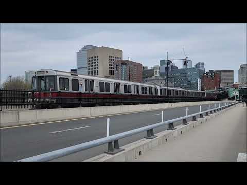 Red Line train on the Longfellow Bridge Boston Ma 4 25 2022
