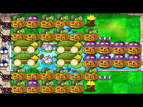 Plants vs Zombies Survival Endless 9000 plus Flags - Gatling Pea Strategy