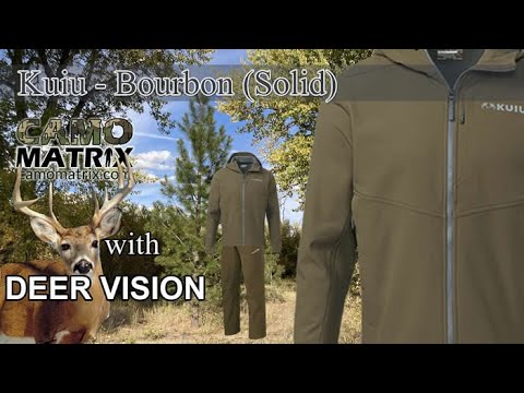 Kuiu Bourbon in Human and Deer Vision on 14 Backgrounds