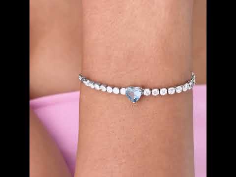 Moderný oceľový náramok so zirkónmi Srdce Dazzly SDZ152
