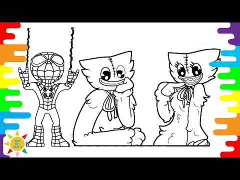 Spidey VS Huggy Wuggy and Kissy Missy Coloring | Poppy Playtime Huggy Wuggy |Janji - Heroes Tonight