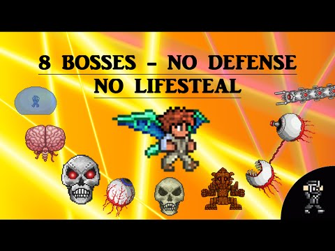 Terraria 1.2.4 - 8 BOSSES - NO DEFENSE (or lifesteal)