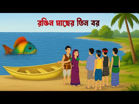 রঙিন মাছের তিন বর | Rongin Machher Tin Bor | Bengali Fairy Tales Cartoon | Story Bird Golpo