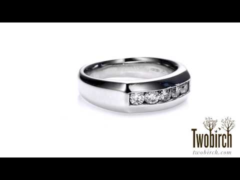 0.5 ct 5 Stone Channel Set Men's Wedding Ring - TwoBirch  TB-GR-0004-WG-H
