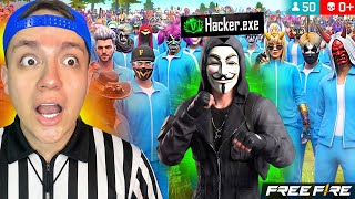 50 JUGADORES INSANOS VERSUS 1 HACKER en FREE FIRE😱🔥!