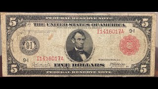 Red Seal $5 Bill from 1914
