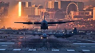 Multiple Aircraft Takeoff & Land At Nellis AFB (2022)