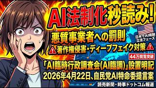 【AI法制化秒読み】自民党が罰則＋AI臨調設置を提言 悪質事業者・ディープフェイクに本気の鉄槌