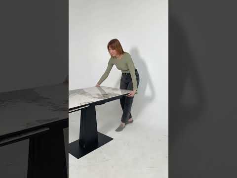 Миниатюра изображения товара Обеденный стол LEPREMO AV 2119 МДФ+керамика раздвижной 1200-1800x800 (белый глянцевый Pandora/черный)