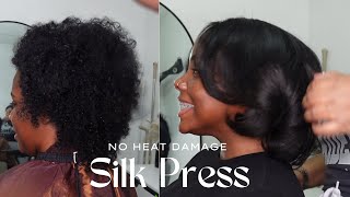 No Heat Damage Silk Press | Natural Hair Transformation in Chesapeake, VA