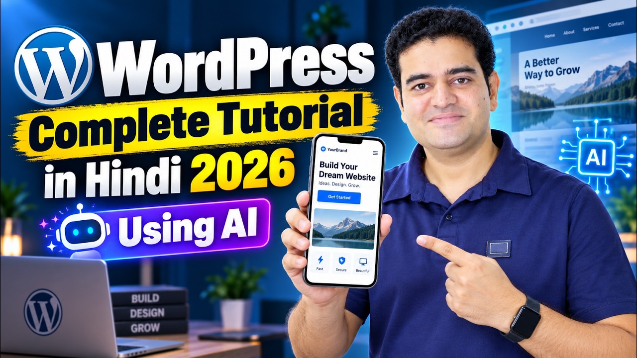 Zero Coding, Full Website: WordPress + AI Full Course in Hindi (2026) | #wordpresstutorial