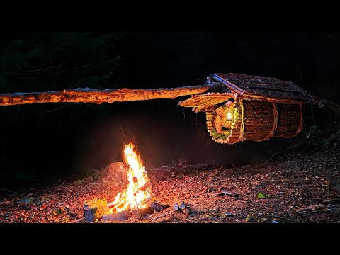 7 Days in Survival Shelter - Solo Bushcraft Camping