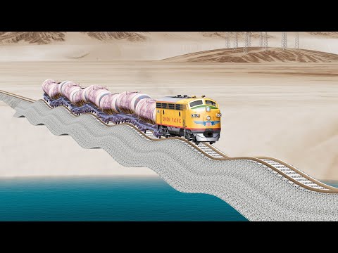 Impossible Up and Down Rail Tracks vs Trains crossing-Beamng Drive