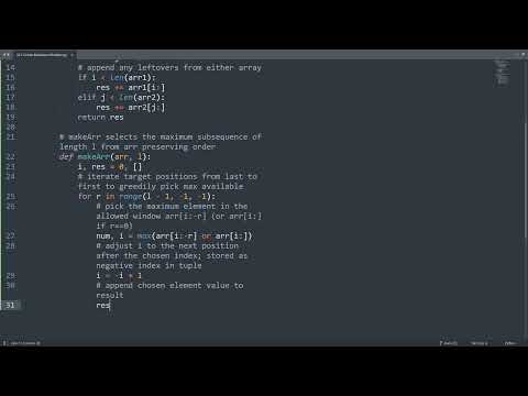 Leetcode 321 Create Maximum Number In Python Python Leetcode Python Coding Tutorial Asmr