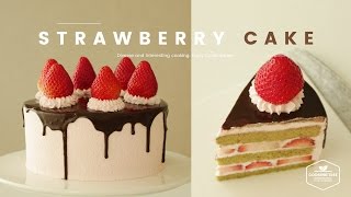 🌿녹차🍓딸기 생크림 케이크 만들기 : Matcha strawberry cake Recipe, Green tea cake : 抹茶イチゴケーキ -Cookingtree쿠킹트리