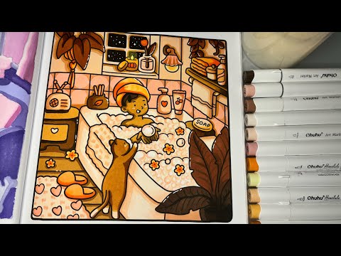 Girl Moments by Coco Wyo | Relaxing ASMR | Color With Me #adultcoloringbook #cocowyo #ohuhumarkers 