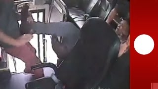 Shocking CCTV footage: Bus driver disarms knife-wielding attacker, saving passengers