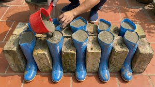 Pour Cement into Rubber Boots and see what most people don't even imagine happens! Creation Tips