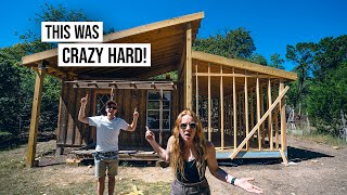 Tiny House Build CONTINUES! - We Made Some HUGE Mistakes 😭 Building Our Floors, Walls & Roof! (Ep 3)