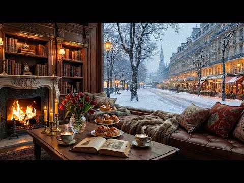 Relaxing Cafe Space | Smooth Jazz, Piano, Snow Cafe