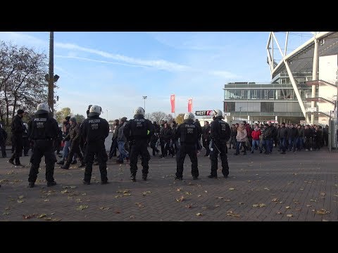 Fanmarsche mit Auseinandersetzungen an BayArena - Großübung in Leverkusen am 21.11.19 + O-Ton
