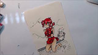 Anime Fanart speeddrawing - Ranma-chan and P-chan (ACEO)