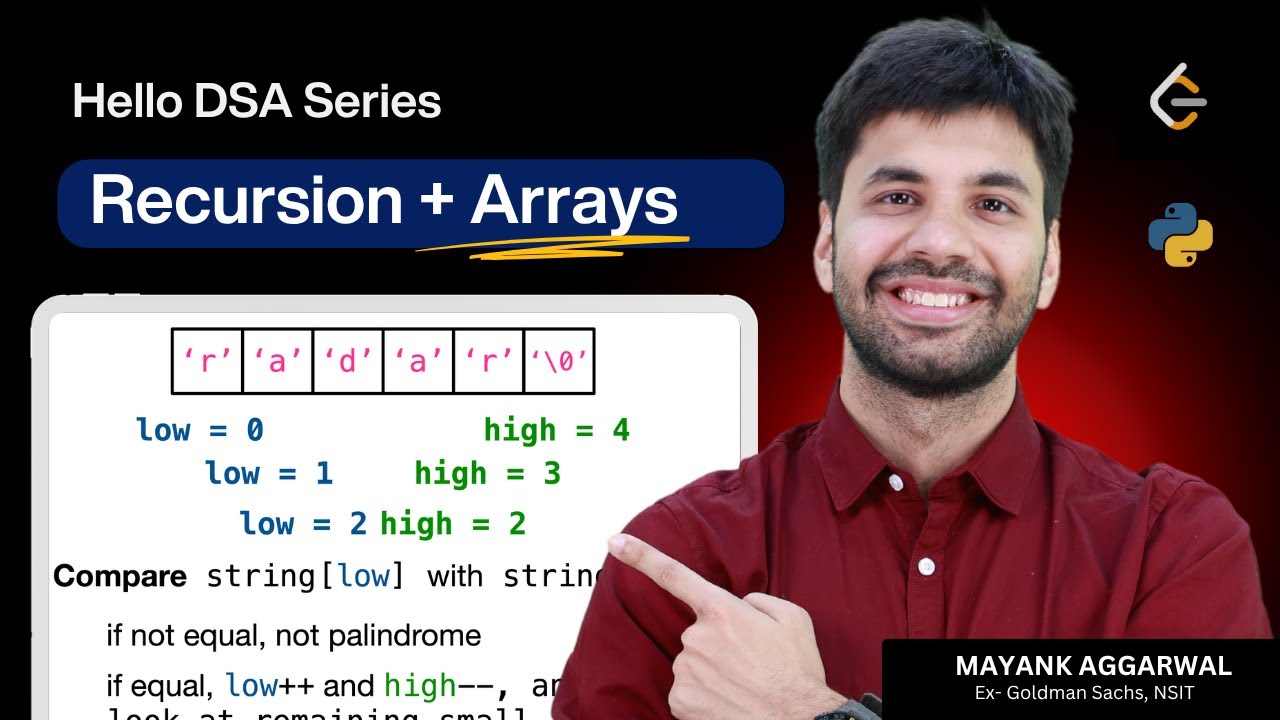 Recursion with Arrays |  Basics to Advanced |Easiest Explanation  | DSA in Python | #HelloDSA