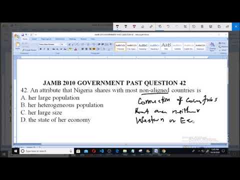 JAMB 2010 GOVERNMENT PAST QUESTION 42 NON ALIGNED
