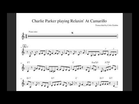 Charlie Parker — "Relaxin' At Camarillo" (1947) Concert Pitch transcription